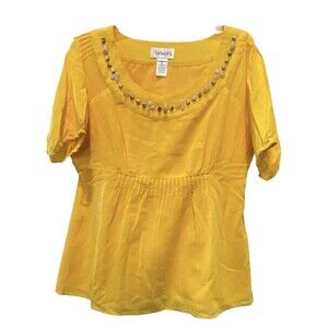 Chadwick’s Bead Embellished Scoop Neck Blouse Fitted Swing Lined Pleats 16  NEW￼